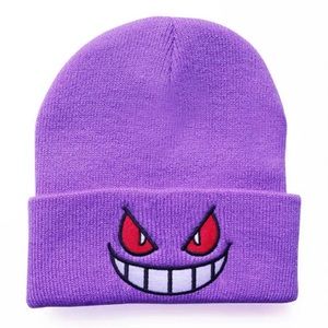 New Gengar skully cap hat men women unisex Pokemon purple white